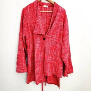 Krista Larson Drawstring Silk Jacket in Poppy Red One Size